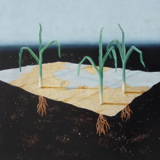 Map with Three Young Leeks. Oil on Canvas. 45x45cm. 2011.