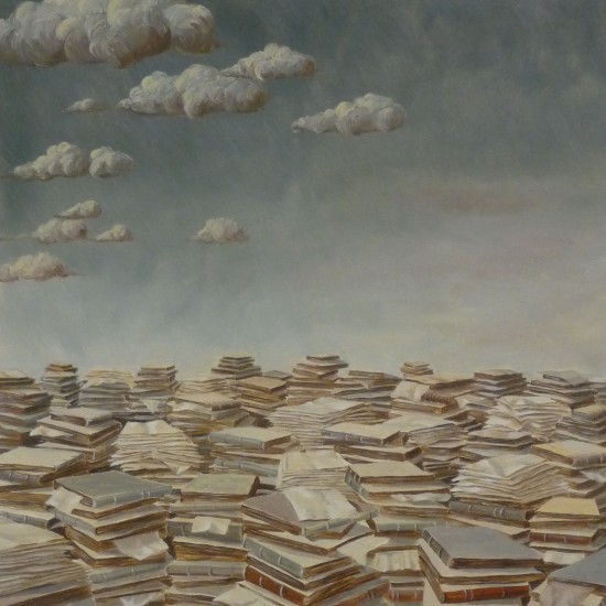 Study for landscape with books. 2015. Oil on Paper. 28x28cm approx