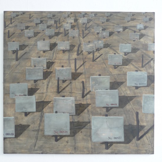 Surface Divided. 2010. Shellac, charcoal and oil on board. 90 x 85 cm.