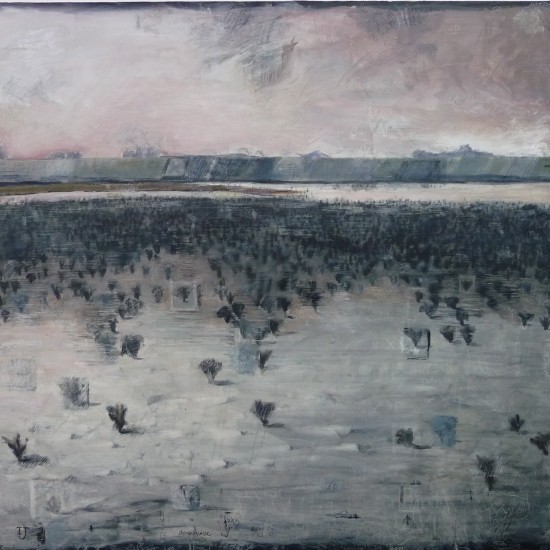 The Dyke. 2009. Acrylic and oil on canvas. 90 x 105 cm.