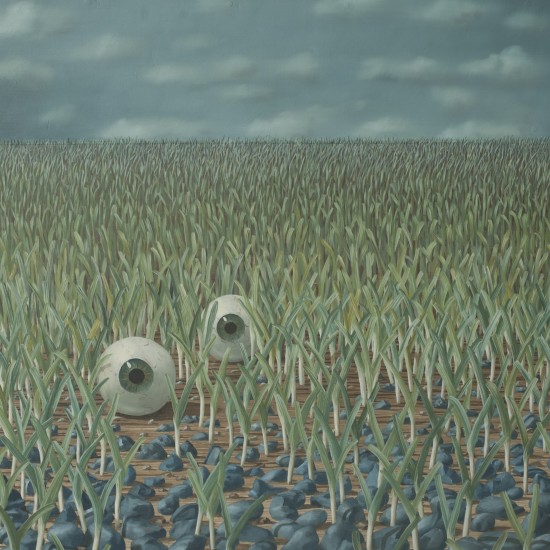 The Field with Young Leeks. 2015. Oil on Board. 42x39cm